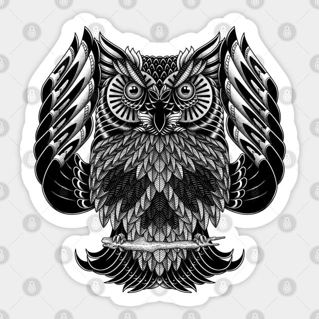 Owl Skull Ornate Sticker by quilimo